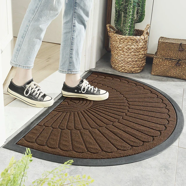 Rubber Scrape Door Mats Outdoor Indoor Semicircle Dirt Trapper Mat Non Slip  Doormat for Entrance Home Carpet Floor Mat Entry Rug