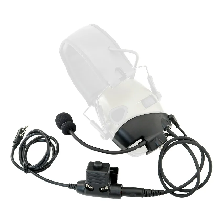 Tactical Headset Adapter Mic Kit + U94 Kenwood PTT for Howard Leight Impact Sports Electronic Earmuffs Sports Shooting Headset