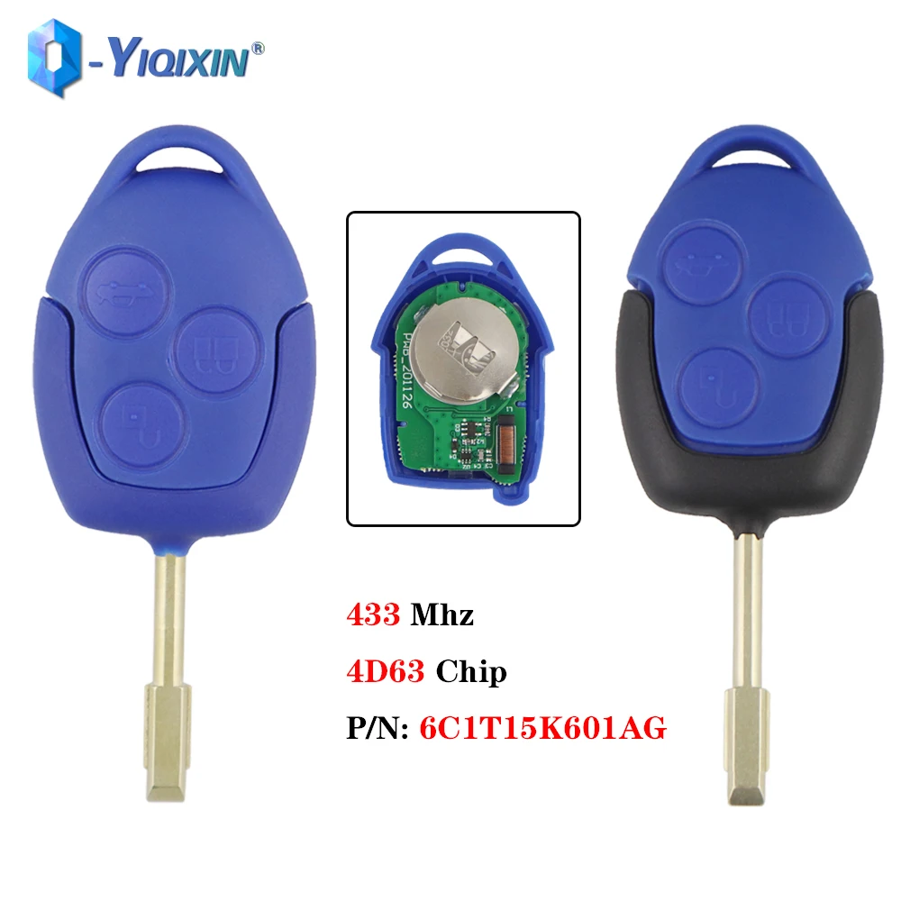 YIQIXIN 433MHz Car Remote 4D63 Chip For Ford Transit WM VM 2006 2007 2008 2009 2010 2011 2012 2013 2014 6C1T15K601AG FO21 Blade