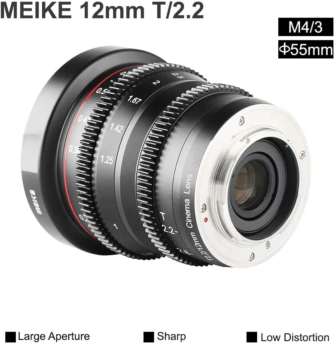 Фото Meike 12 мм T2.2 фиксированный кинообъектив с ручной фокусировкой для M43 Micro Four Thirds MFT Mount Cameras BMPCC 4K ZCAM E2 №4