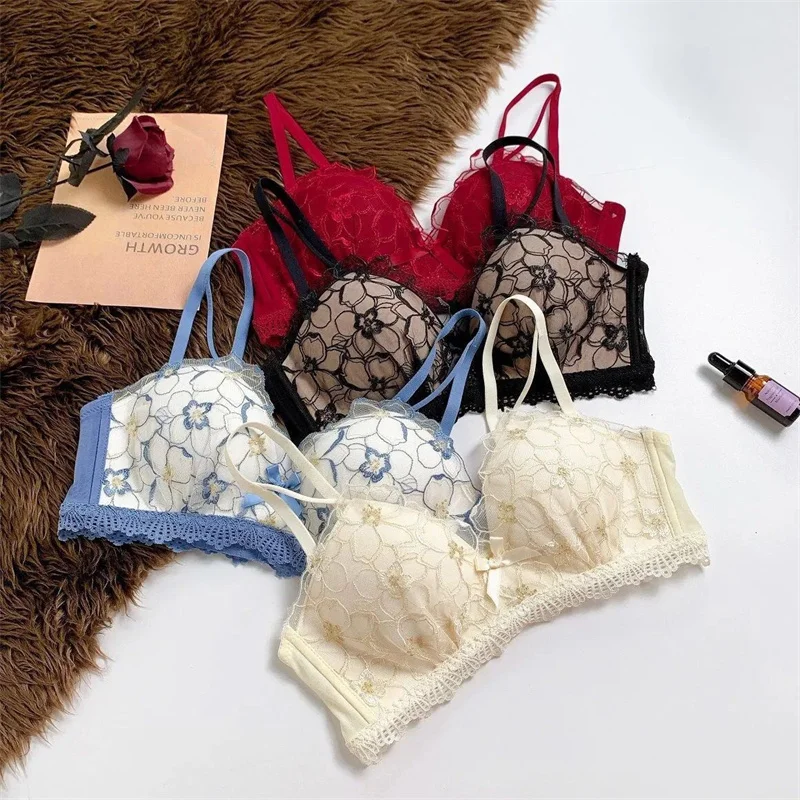 Bralette Push Up Bra for Women Underwear Lace Sexy Women's Bra Black Bow Lingerie Ropa Interior Femenina Brasieres Para Mujer