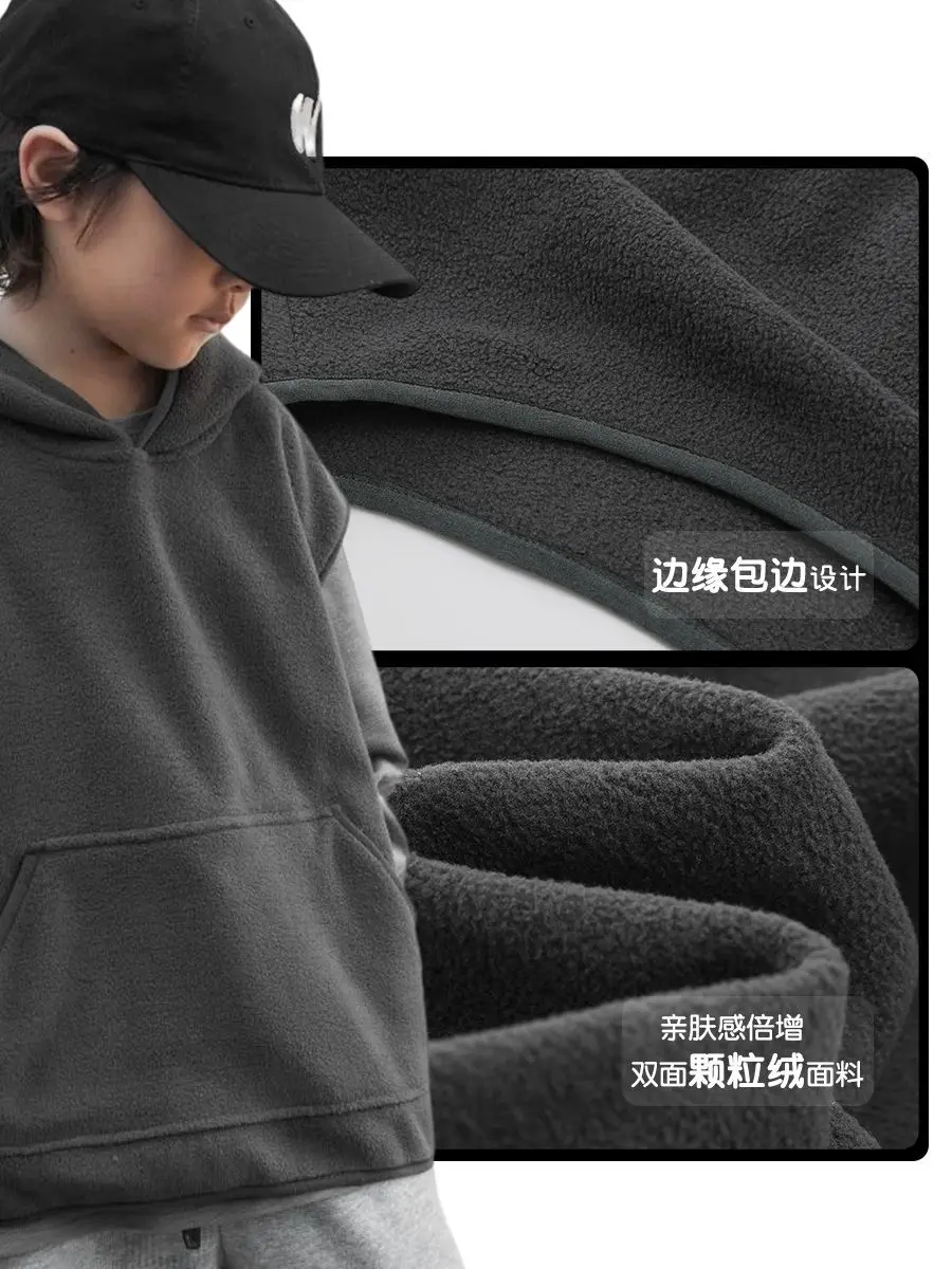 childre Versatile Sport Sleeveless Pocket Hoodie Vest Spring Autumn Warm Boys Solid Color Loose Casual Kids Top waistcoat street