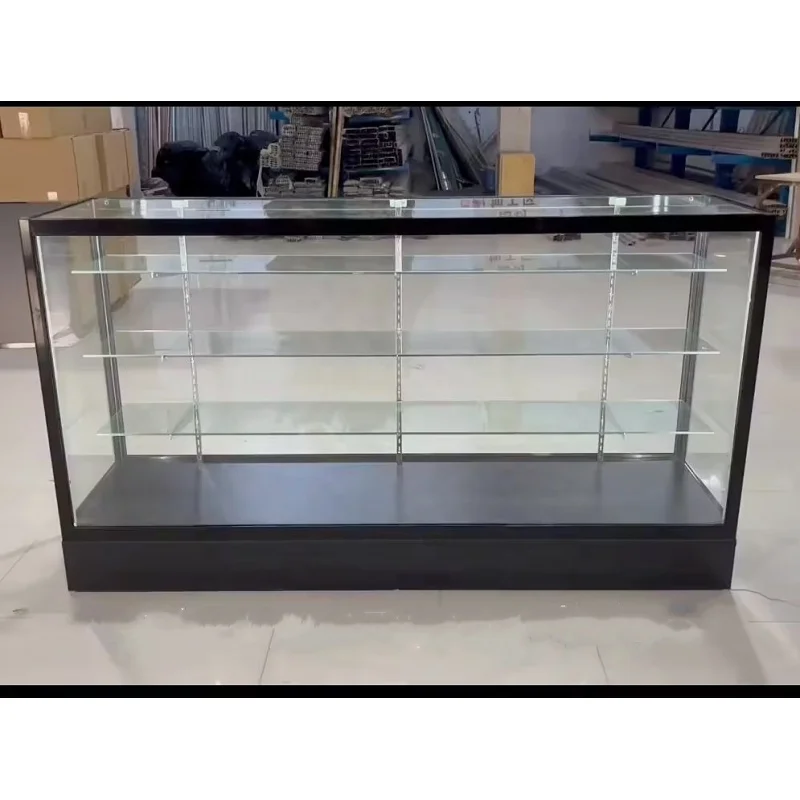 커스텀 조절 가능한 선반이 있는 LED 유리 카운터, 알루미늄 프레임, 스모크 샵, 쇼케이스 매장 진열 캐비닛, 탑 셀러