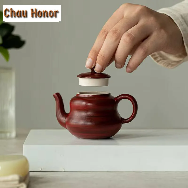 100ml Handmade Hawthorn Red Teapot Creative Powder Yin Gourd Pot Tea Maker Kettle White Tea Tea Ceremony Supplies Collection