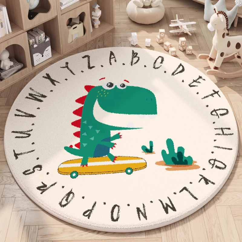 Cartoon Tier Rund Flauschiger Teppich Für Kinderzimmer Dekor_voghion.com
