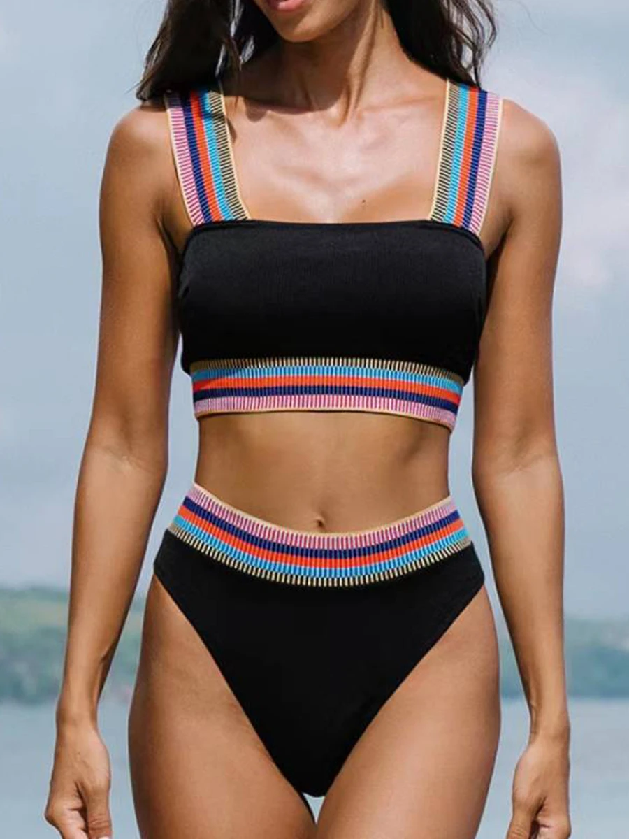 

Swimwear Clothing Women's High Waisted bikini with Ruffled edges Printed Swimsuit Summer Beach clothing, 2023