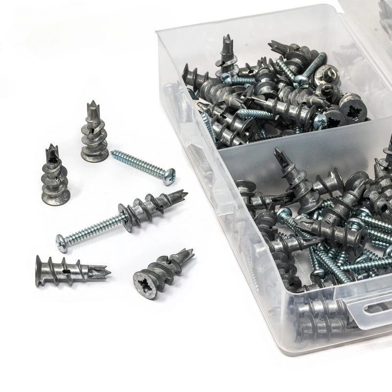 Zinc Alloy Plasterboard Drywall Anchor Hollow Wall Self-drilling Wall Plug With Tapping Screw Drywall Bolt 120Pcs drywall anchor kit hollow wall anchor set drywall anchor