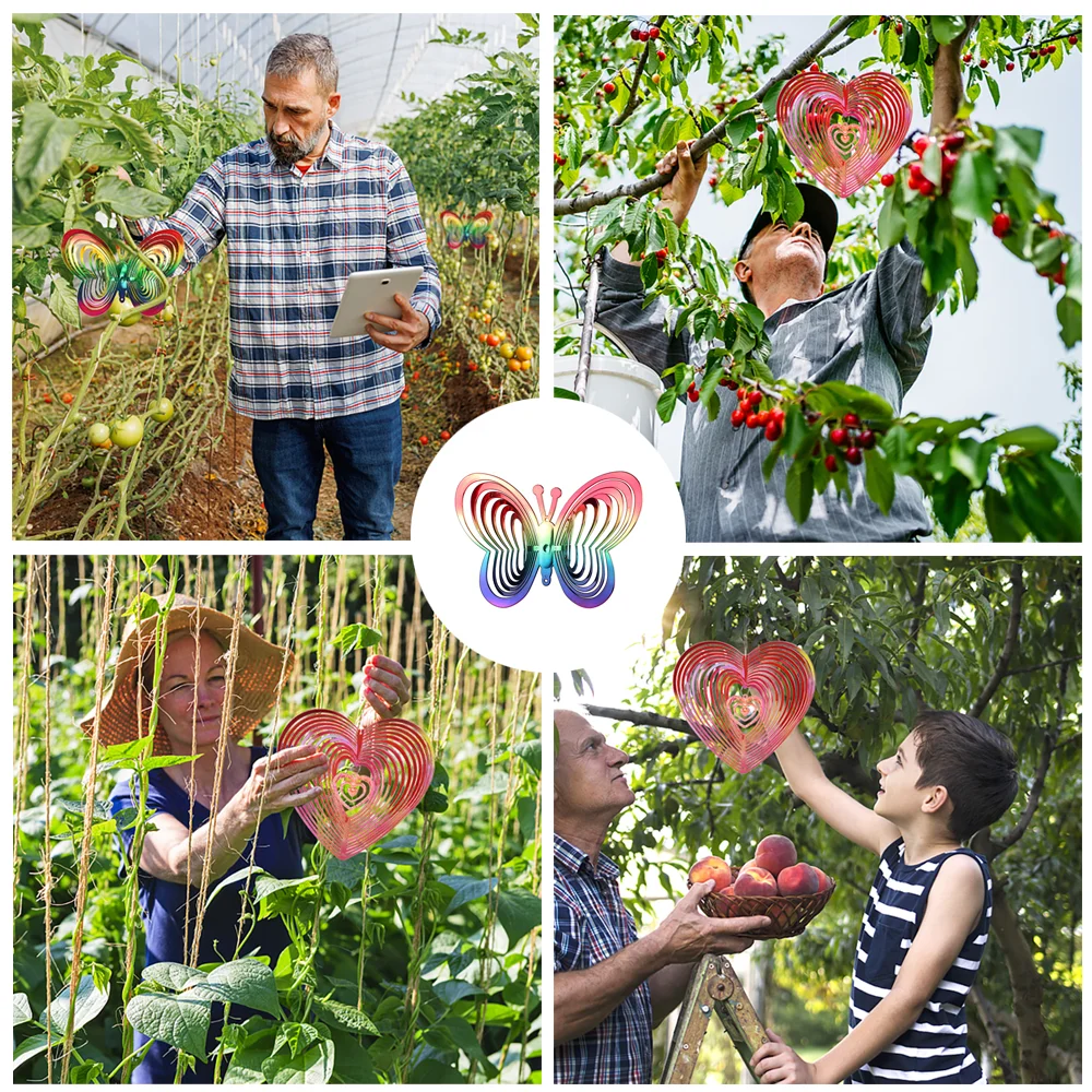 3D Butterfly Bird Repeller Wind Spinners Reflective Wind Chimes Garden Decor Hanging Decorations Catcher Gardening Supplies