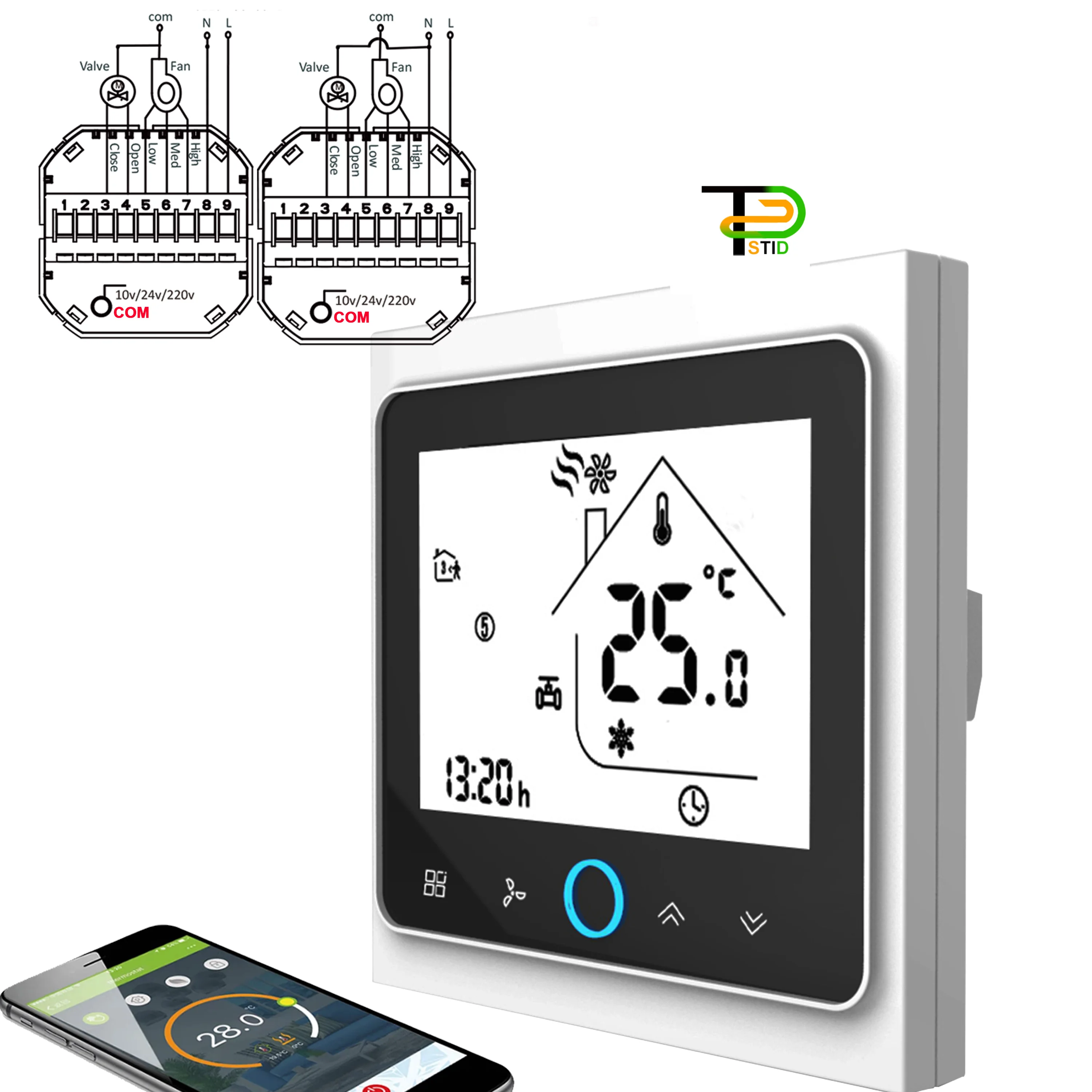 Termostato Unità Ventilconvettore Attivo E Passivo Wifi Per La Regolazione Del Raffreddamento A Caldo Della Stanza Lavoro Amazon Alexa,Google Assistan