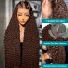 Rosabeauty Chocolate Brown Curly Wigs 13X6 HD Human Hair Lace Frontal Wig 30 32 Inch 13x4 Deep Wave #2 Colored Wig For Women 3