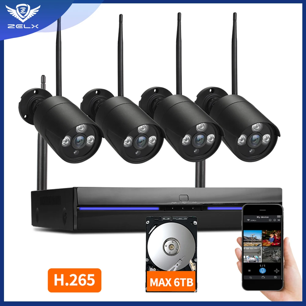 3MP цилиндрическая камера видеонаблюдения 4CH Kit CCTV IP Cam WiFi двухканальная