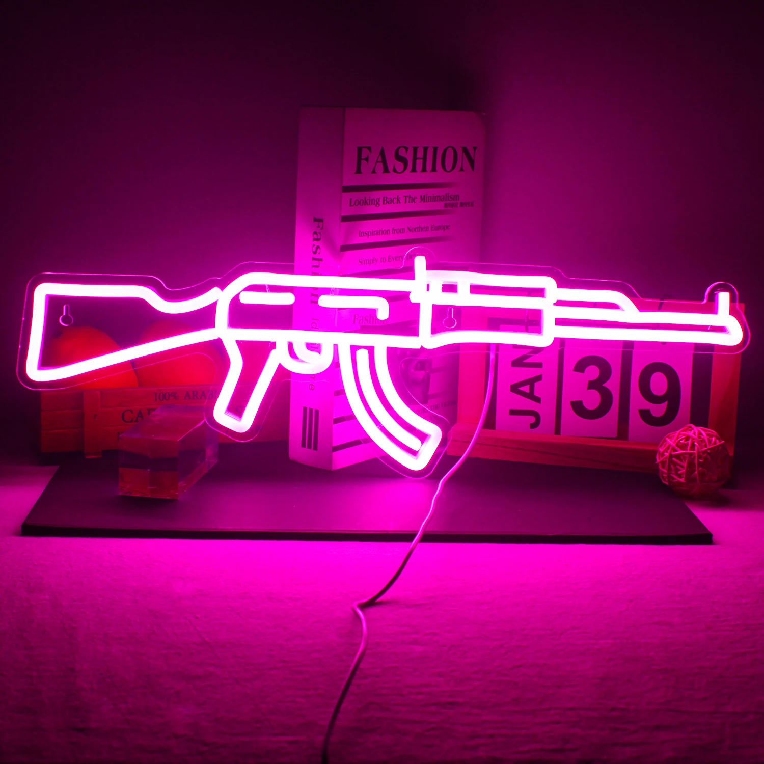 AK 47 LED Neon Sign Light Gun Led Super Cool Hanging Night Lamp Game Room  Shop Bar Party Personalised Wall Decoration Neon