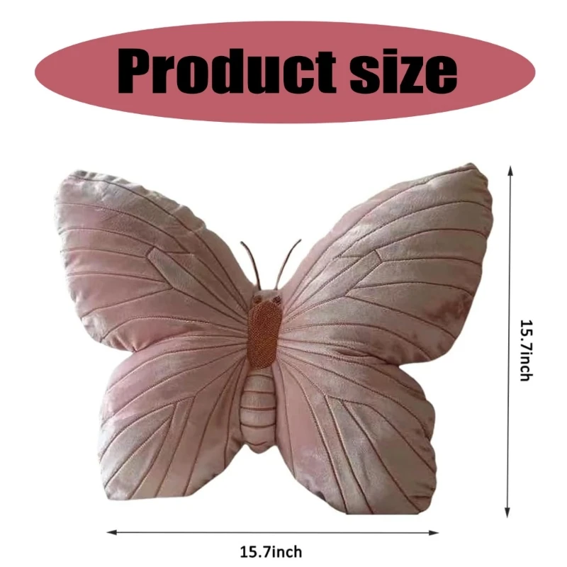 Plush Butterfly Pillow, Soft Animal Decorative Throw for Sofa or Bedside Comfort for Children Room 6