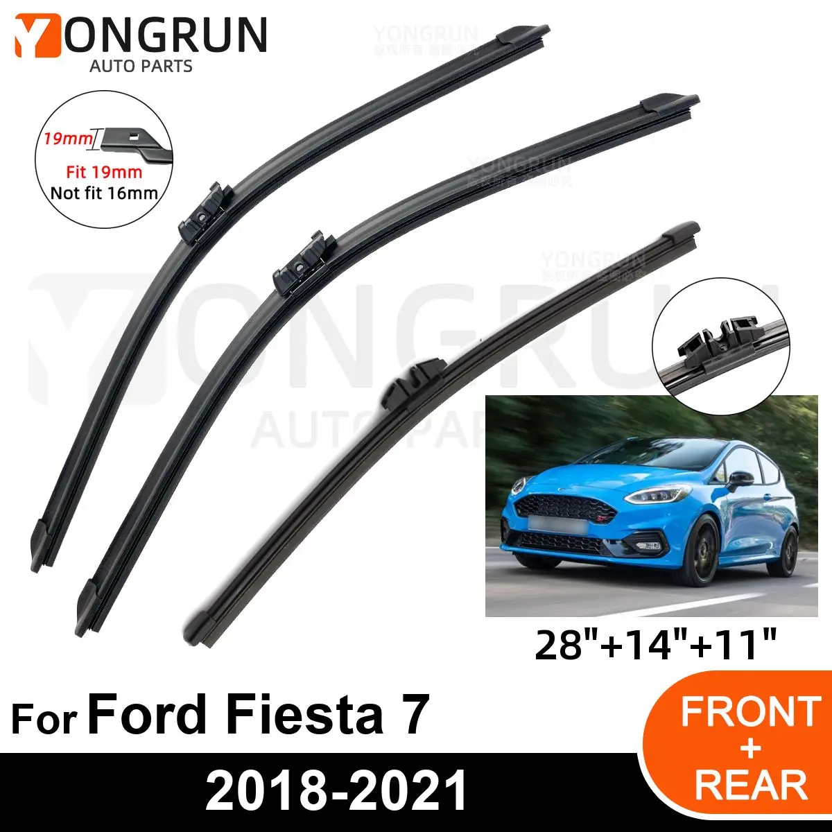 

Щетка стеклоочистителя для Ford Fiesta 7 2018-2021, резиновые аксессуары, 3 шт.