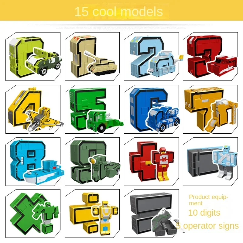 Digital Robot Transformation Children's Toys Autobots Alphabet Combination Diamond Block Assembly Boys Toys Gifts