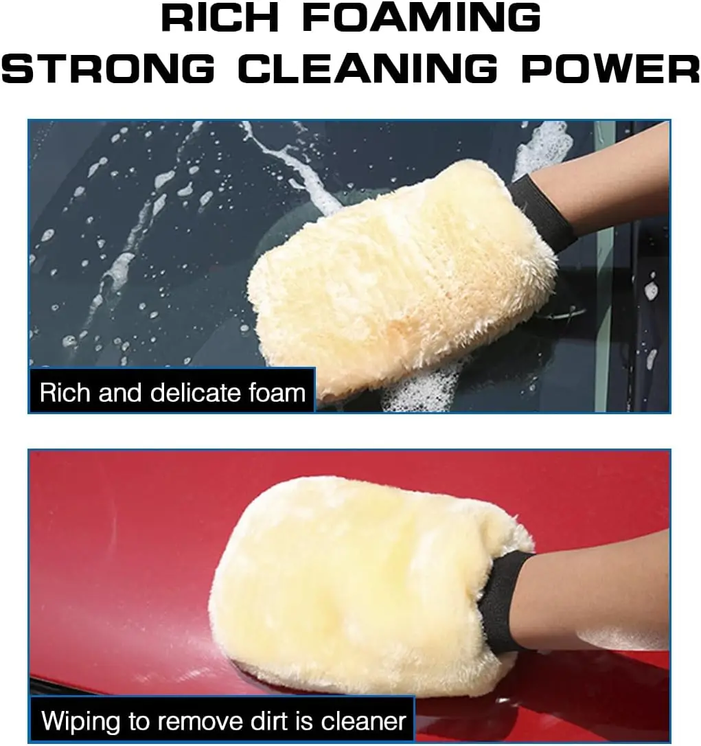 2pcs Microfiber Car Wash Mitt Cleaning Gloves Soft Absorbent Scratch Free Cleaning Gloves for Auto Motorcycle Household Cleaning 4