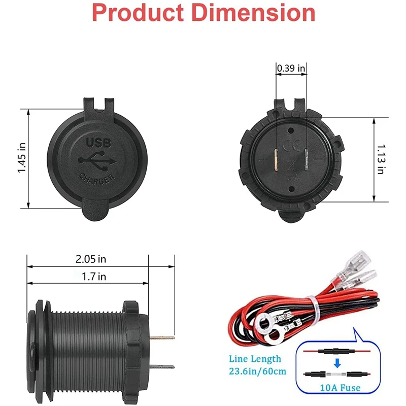 2X QC 3.0  USB  ,  12V, 24V USB ܼƮ, ġ ġ , ڵ, ؾ, Ʈ, RV, , 