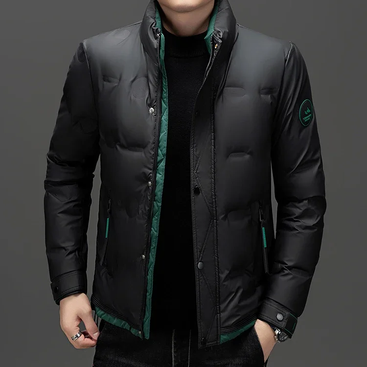 Chaqueta de plumón ultraligera corta con cuello alto para hombre, ropa de diseñador para hombre, chaqueta de invierno 2024 con relleno de plumón de pato para hombre, abrigo para hombre