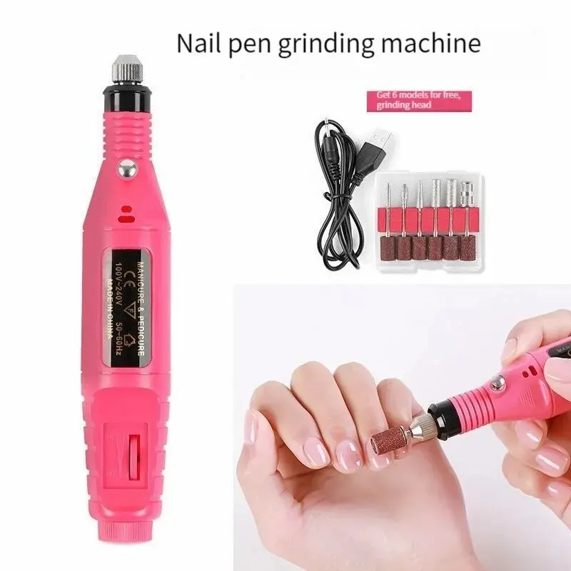 Fushia Rose USB Électrique Forets À Ongles Kit Enlever Polonais Manucure  Pédicure 6pcs Lime À Ongles Bandes de Ponçage Machine Nail Art Pen