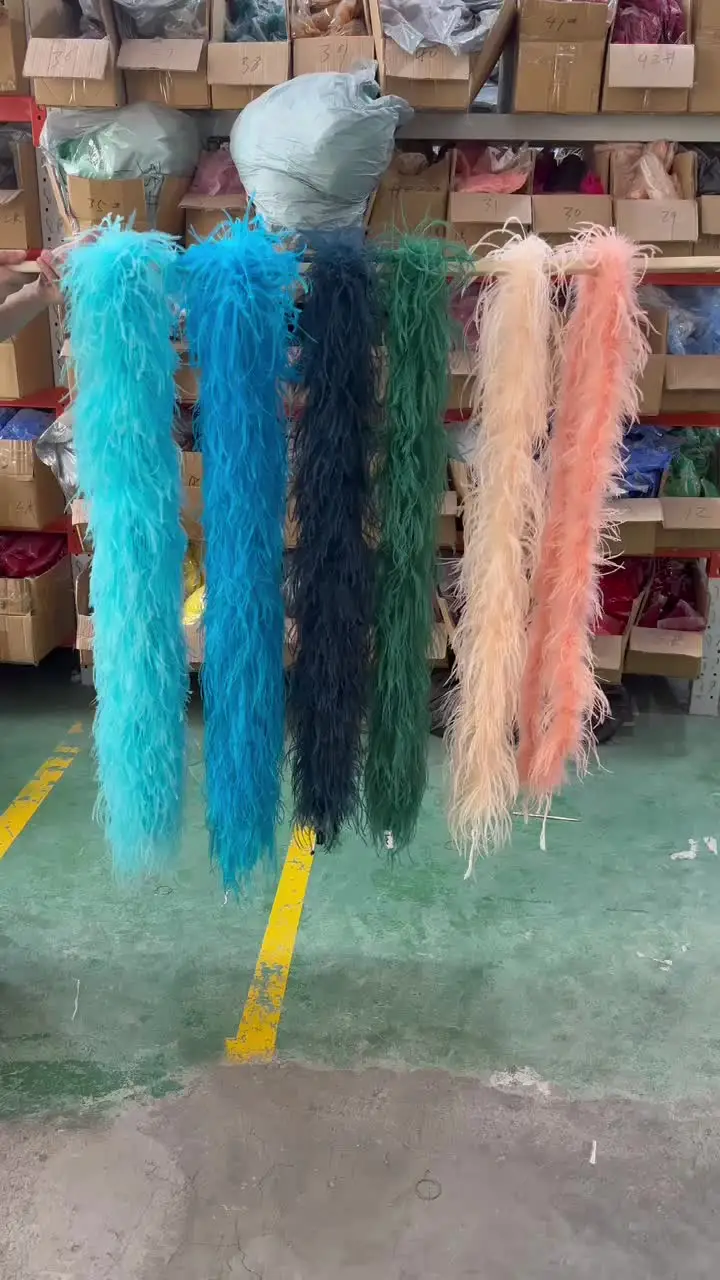 Boa De Plumas De Avestruz De 2 Metros – 35 Capas Gruesas, Decoración Para Bodas, Accesorio De Moda Para Mujeres (Varios Colores)