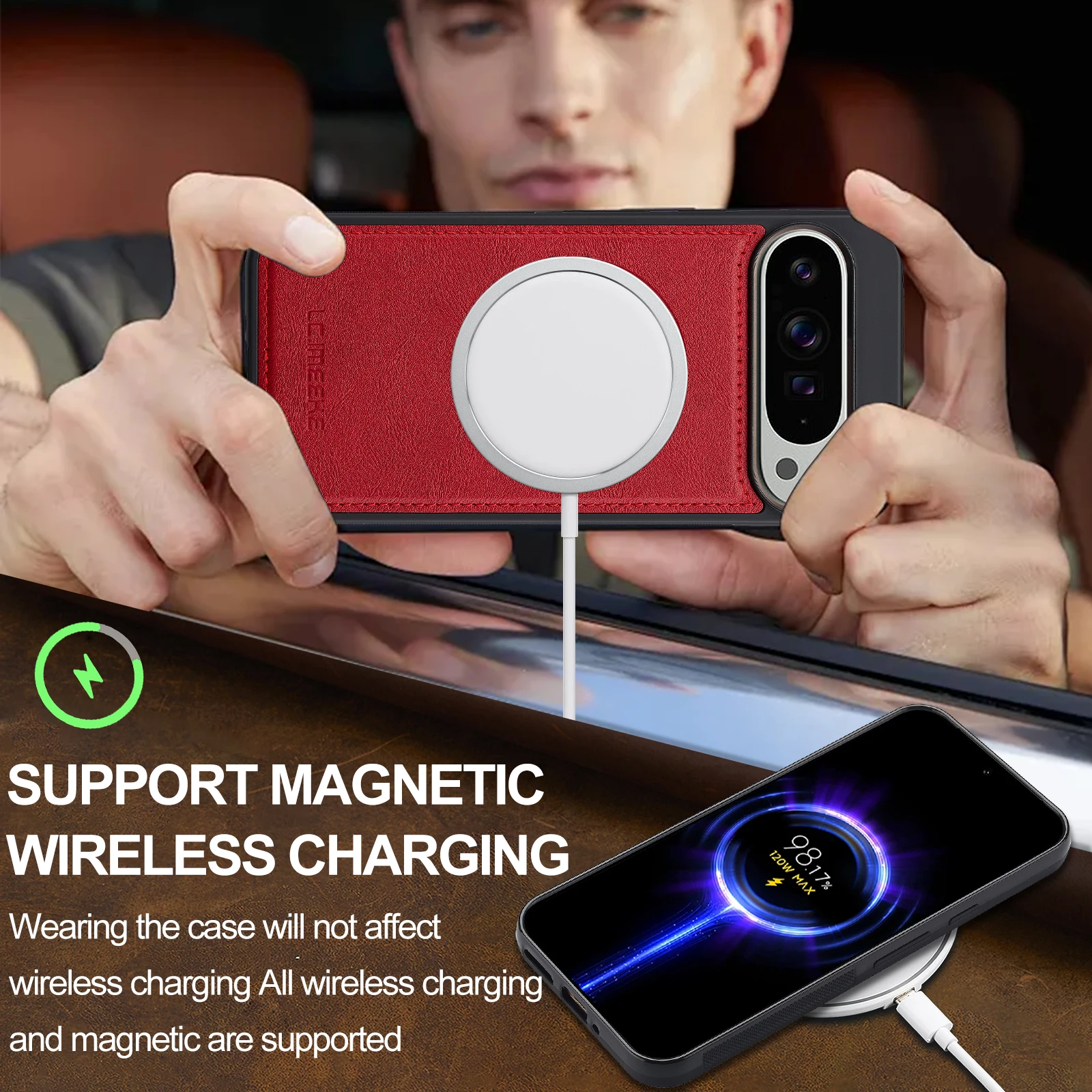 Premium Magnetic Leather Flip Phone Case with Card Holder