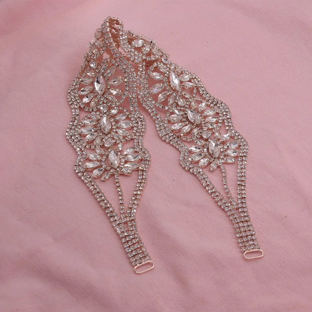 Bridal Waistband Dress Decoration CUIER 16.5" Length Super Long Women belt Rhinestones Crystal Luxury Full Glass Belt Appliques Wedding dress Decorations bridal waistband,bridal dress decoration