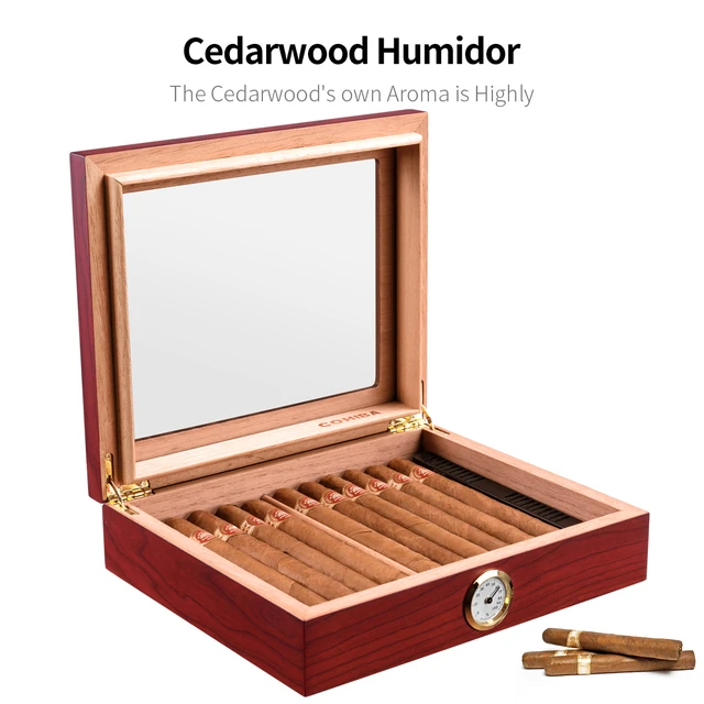 XIFEI Cigar Humidor With Hygrometer Humidifier Humidor Solution Cigar  Ashtray Cigar Stand Fiber Cigar Box Fit 25-60 Cigars