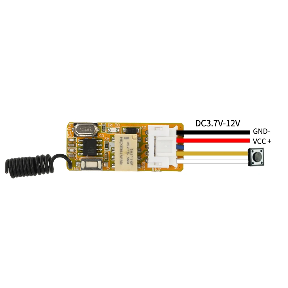 LED 램프용 미니 릴레이 무선 리모컨 스위치, 박스 및 흰색 송신기 포함 마이크로 리시버, DC 3.5V, 5V, 9V, 12V, 433Mhz