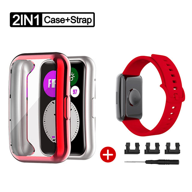 Case+Strap for Huawei Watch Fit watch Accessories Bumper All-Around Screen Protector Case Cover With Wristband Bracelet