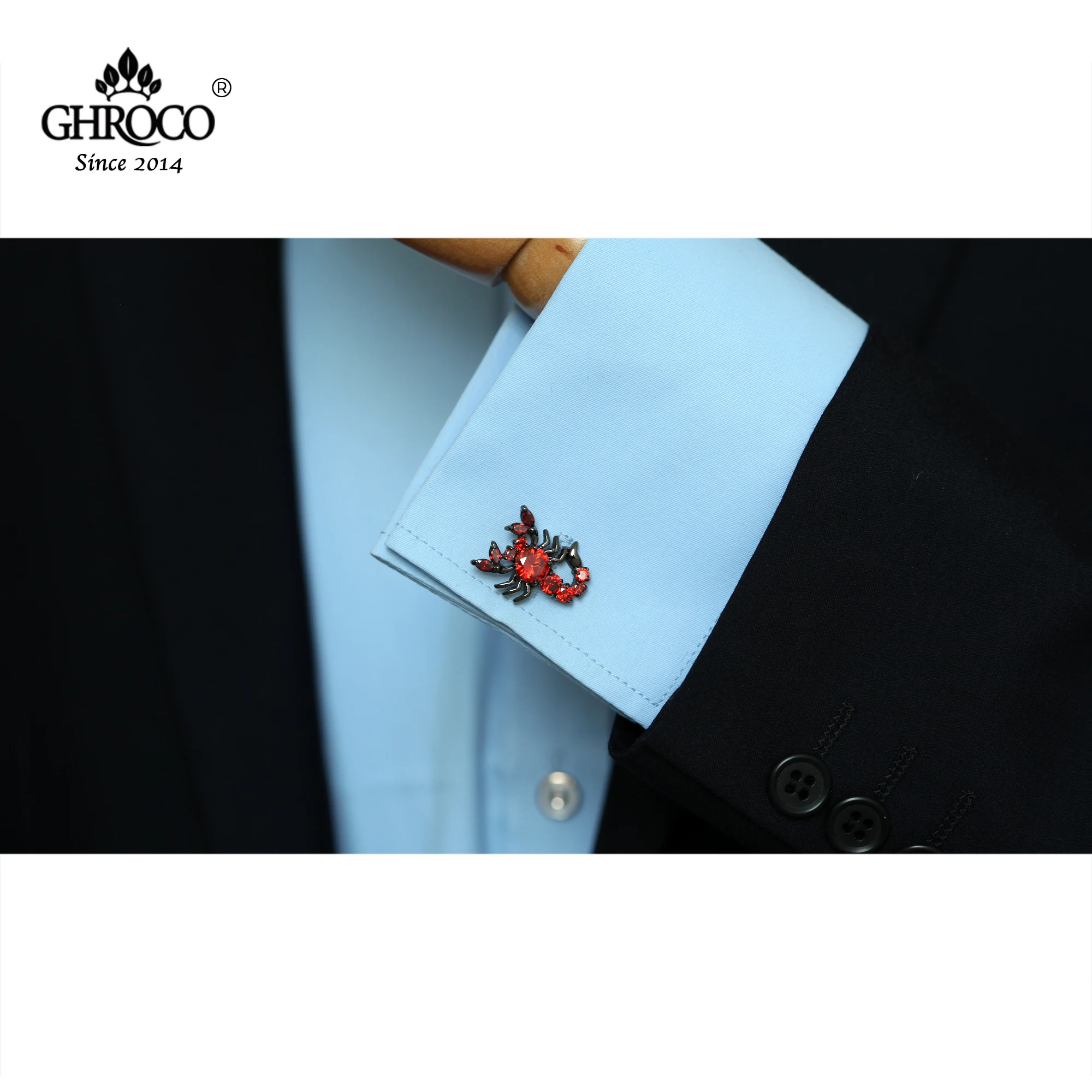 GHROCO High-Quality Exquisite Scorpion Shaped Inlaid with Zircon Shirt Cufflink Fashion Luxury Gift for Business Men and Wedding