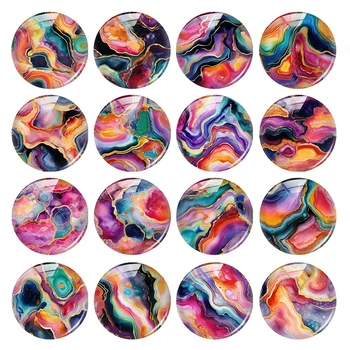 Handmade Colorful Marble Design Photo Glass Cabochon Flatback Charms Demo Flat Back Cameo For Diy Jewelry Making Accessories