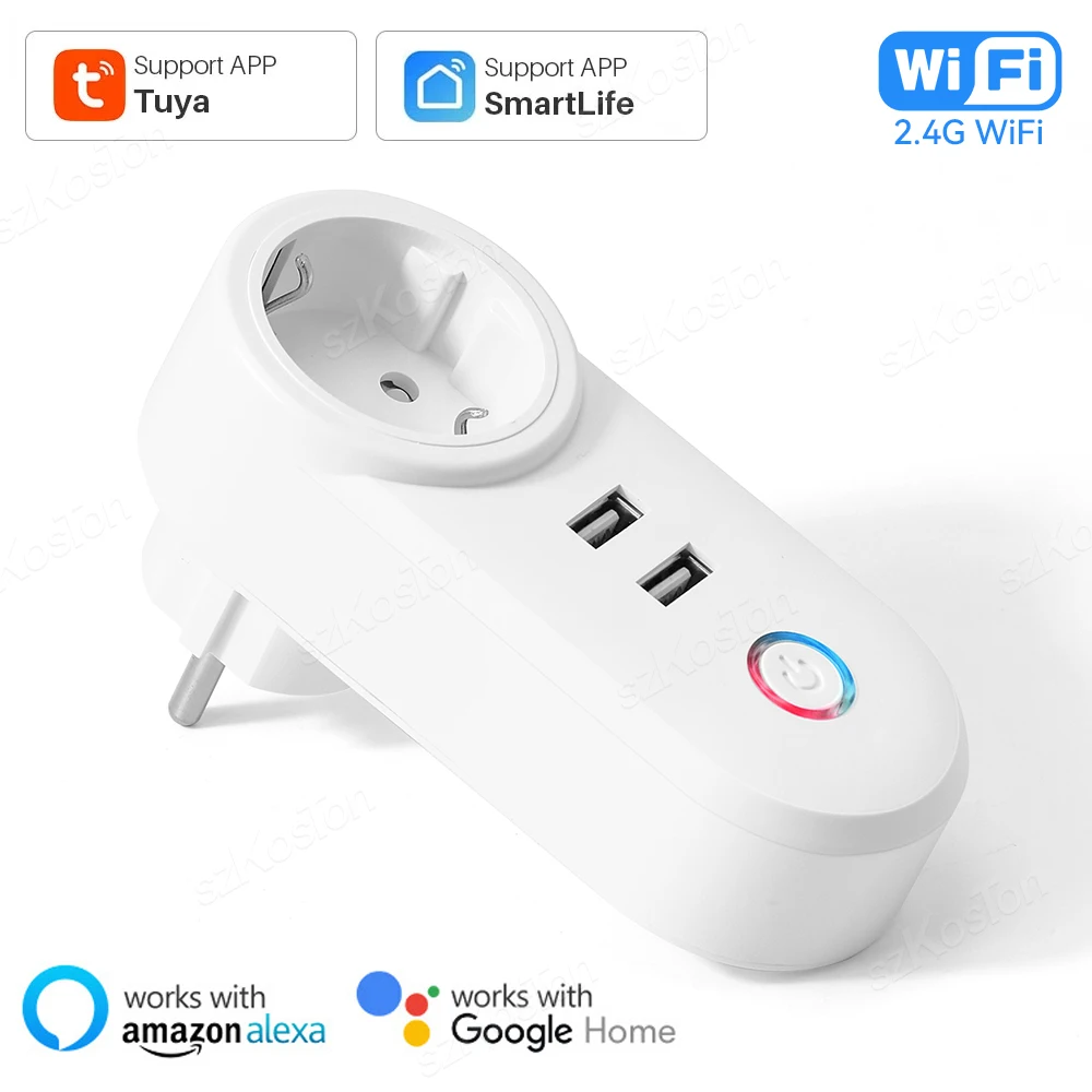 4 Pezzi Presa Intelligente 16A Type F, Presa Smart WiFi, 2,4 GHz Smart Plug Alexa con Misuratore di Consumo, Telecomando, Controllo Vocale, Compatibile con Alexa, Google Home, Smart Life