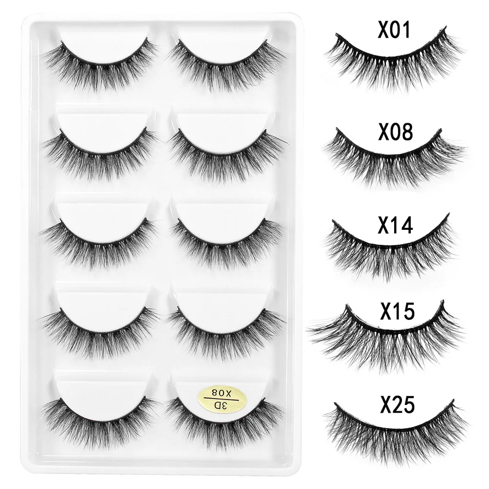 5 Pairs 3D Natural False Eyelashes E/X01 E/X05 X X/E08 H01 Mini H13