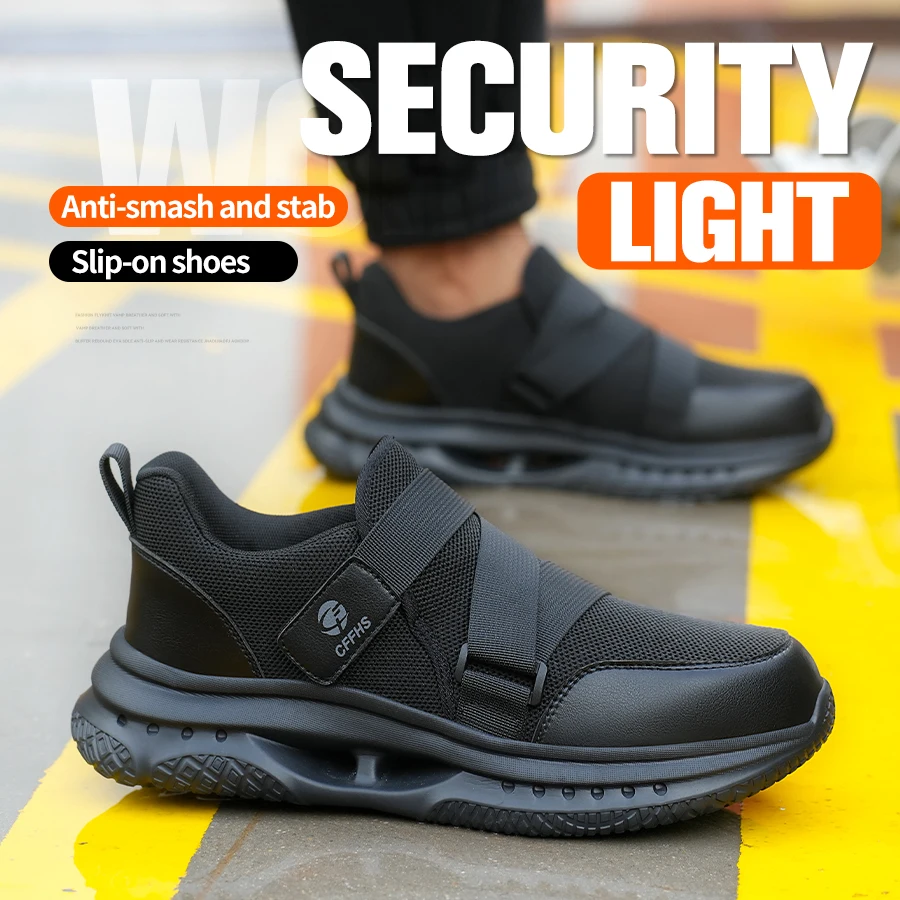 Safety Shoes Velcro-Fastened Men's Breathable Casual Work Safety Shoes with Impact and Puncture Resistance