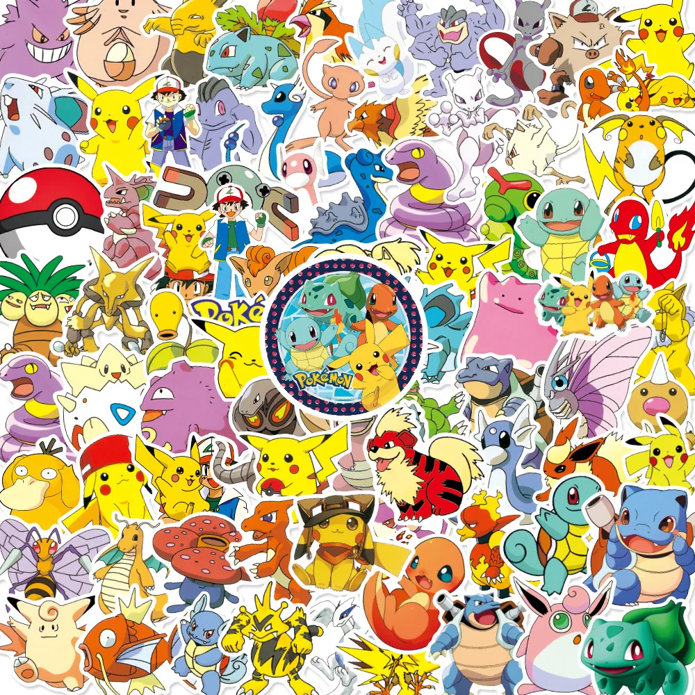 100 Pokemon Cute Cartoon Suitcase Tablet Hand Book Waterproof Decorative  Graffiti, Classic Toy Stickers
