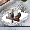 ABWR-Mirrored Crystal Vanity Makeup Tray, Jewelry Trinket Storage Tray Cosmetic Perfume Display Tray (Silver,Ellipse) 5