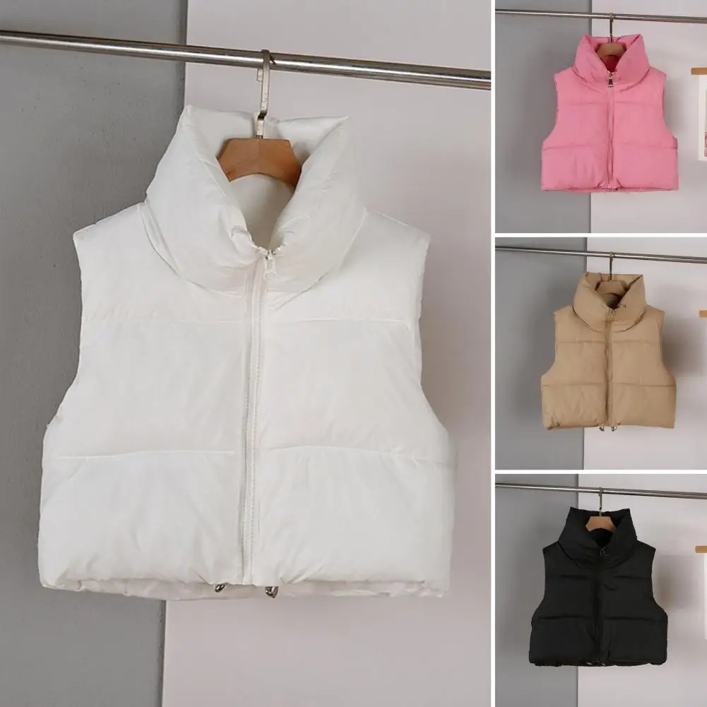 Women Thermal Jacket Women's Winter Stand Collar Vest Coat with Thickened Padded Zipper Closure Sleeveless for Neck for Cold