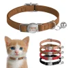 Safety Breakaway Anti-lost Cat Collar Engraveing Personalized  Leather Collars With Free Name Bell Pet Cats Accessories 1