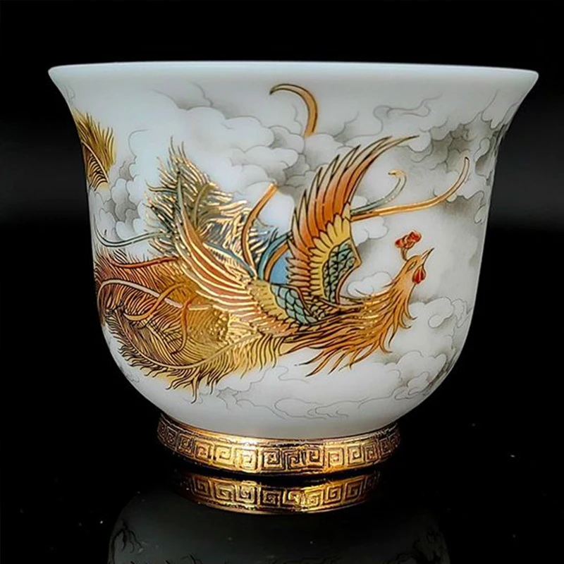 Beautiful Chinese Jingdezhen Porcelain Unusual Kung Fu Ceramic Tea Cup Aesthetic Caneca De Porcelana Handmade Mug Teeware Teware tea cup