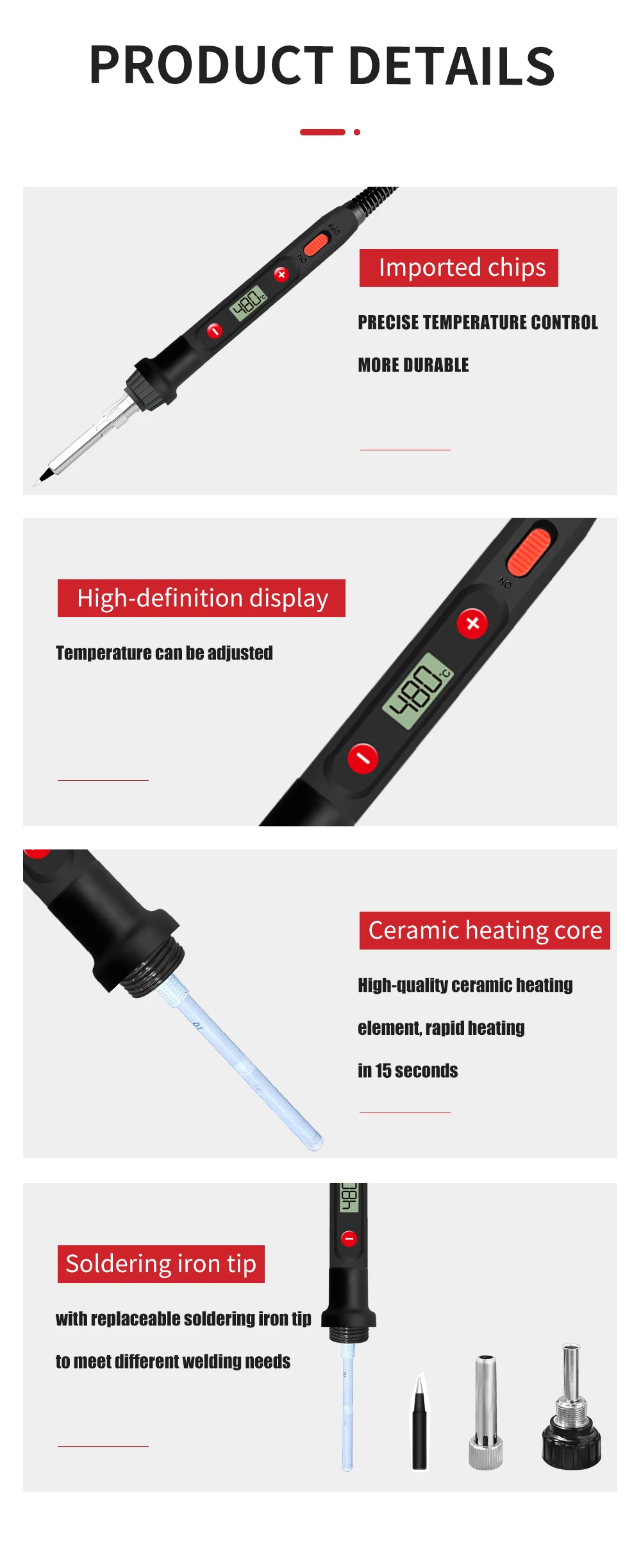 Electric soldering iron 80W LCD Digital Display Adjustable temperature soldering iron tips 220V/110V Welding solder tools electronics soldering kit