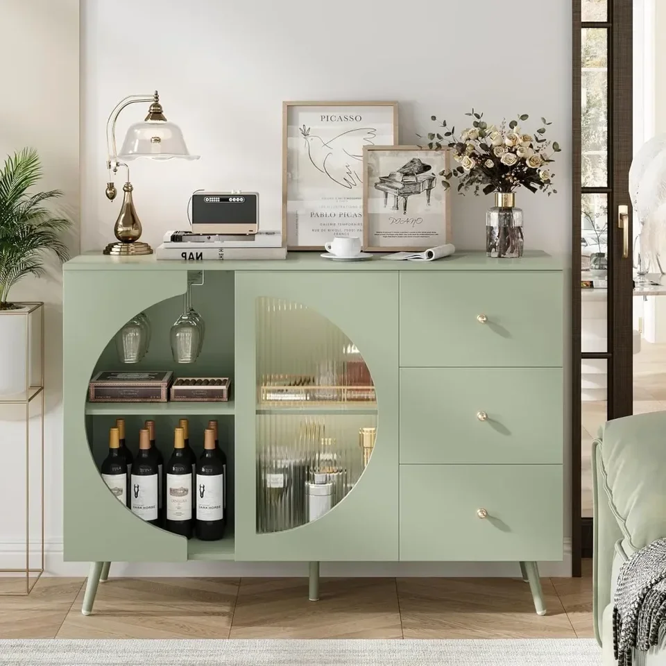 Modern Cream Buffet Sideboard Wine Glass Rack