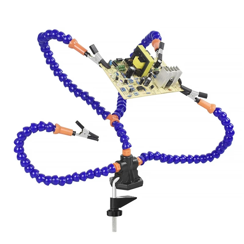 

3/4/5 Flexable Arms Helping Hands Soldering Third Hand PCB Tool Rotatable Clips and Stable Desk Clamp Base Soldering Assembly