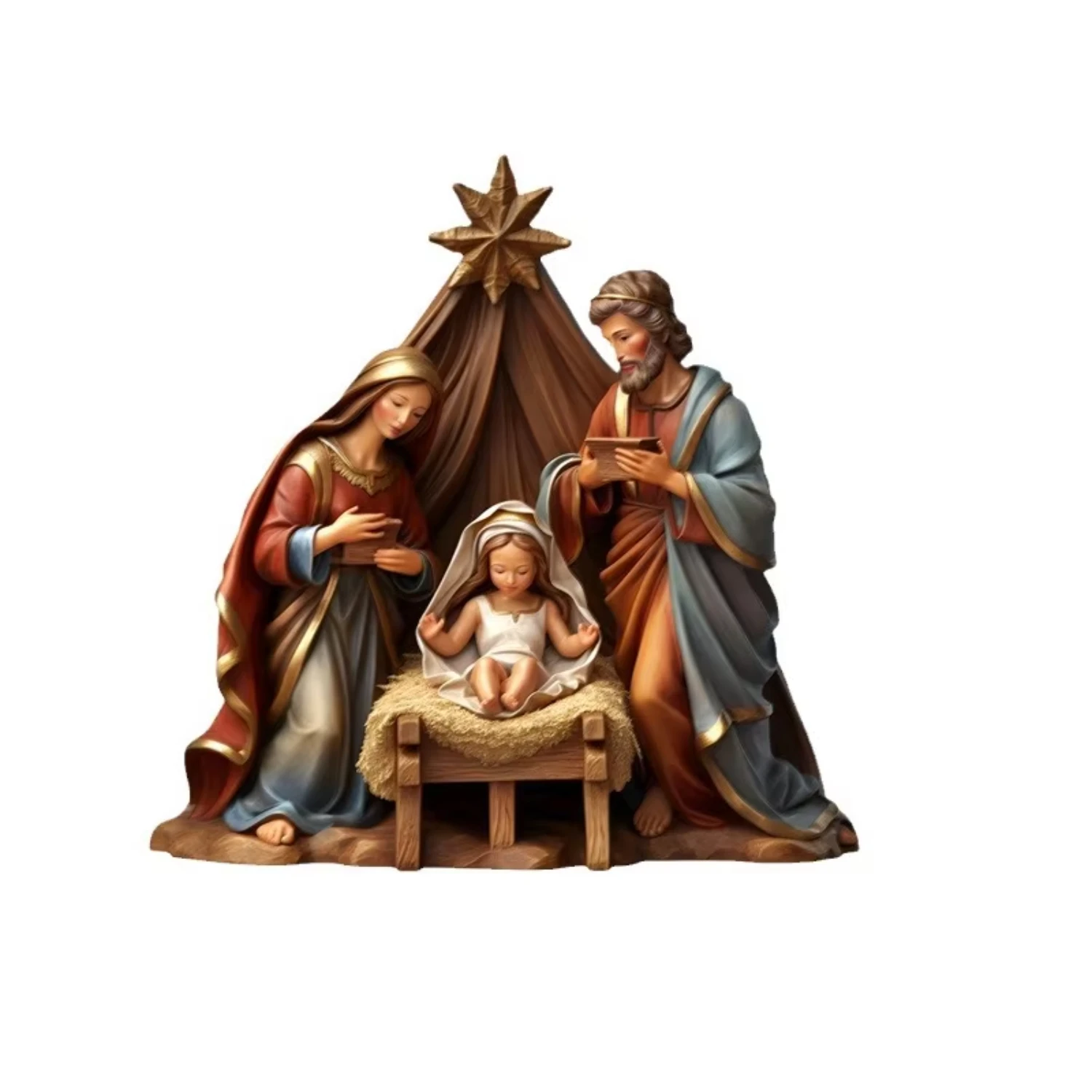 Delicate Mini Bauble Resin Hanging Christmas Tree Pendant Ornament Nativity Scene Decor