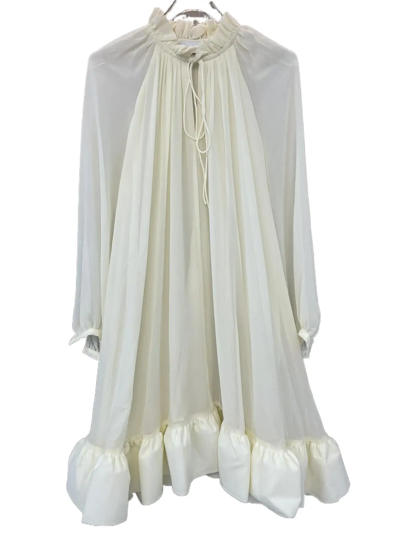 

2023 Women's Clothing Neckline Ruffled Tied Dress