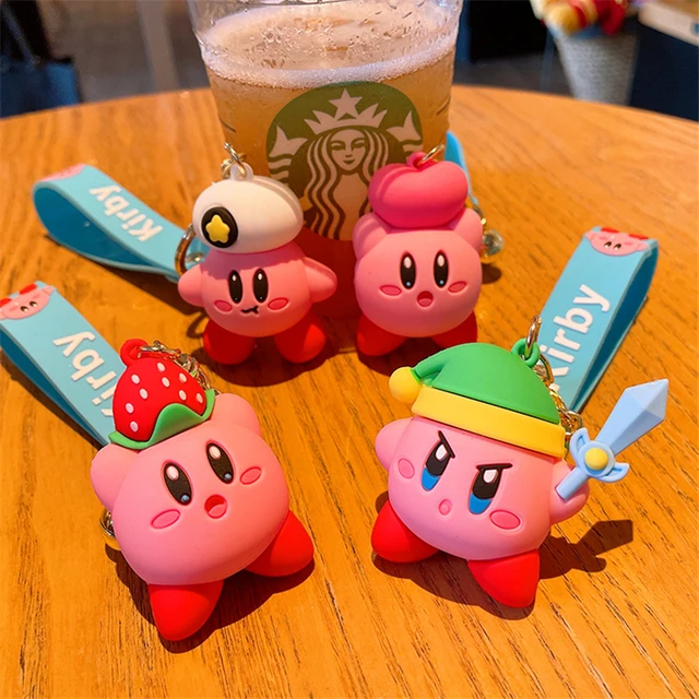 Cartoon Waddle Dee Doo Game Sweet Pink Kirby Anime Pendant Kabi Keychian Children Birthday Gifts Women Car Bag Key Chian Girls 4