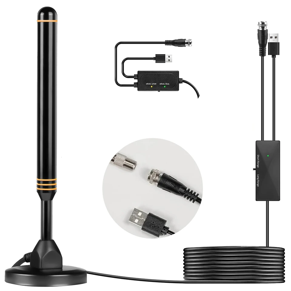 Amplified Digital TV Antenna with USB Signal Booster