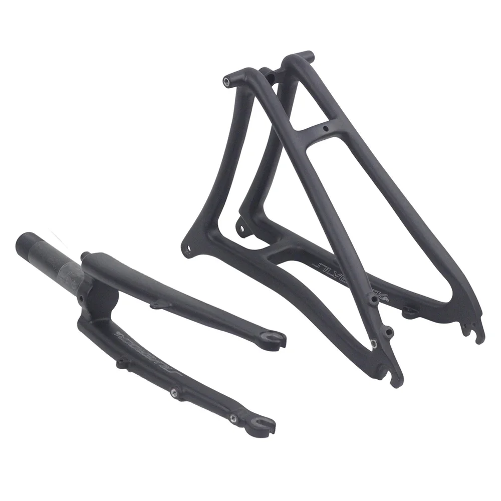 SILVEROCK Carbon Fiber Front Fork, Rear Traingle, for Brompton Minivelo Folding Bikes, Caliper Brake, Disc Brake, 74mm, 112mm