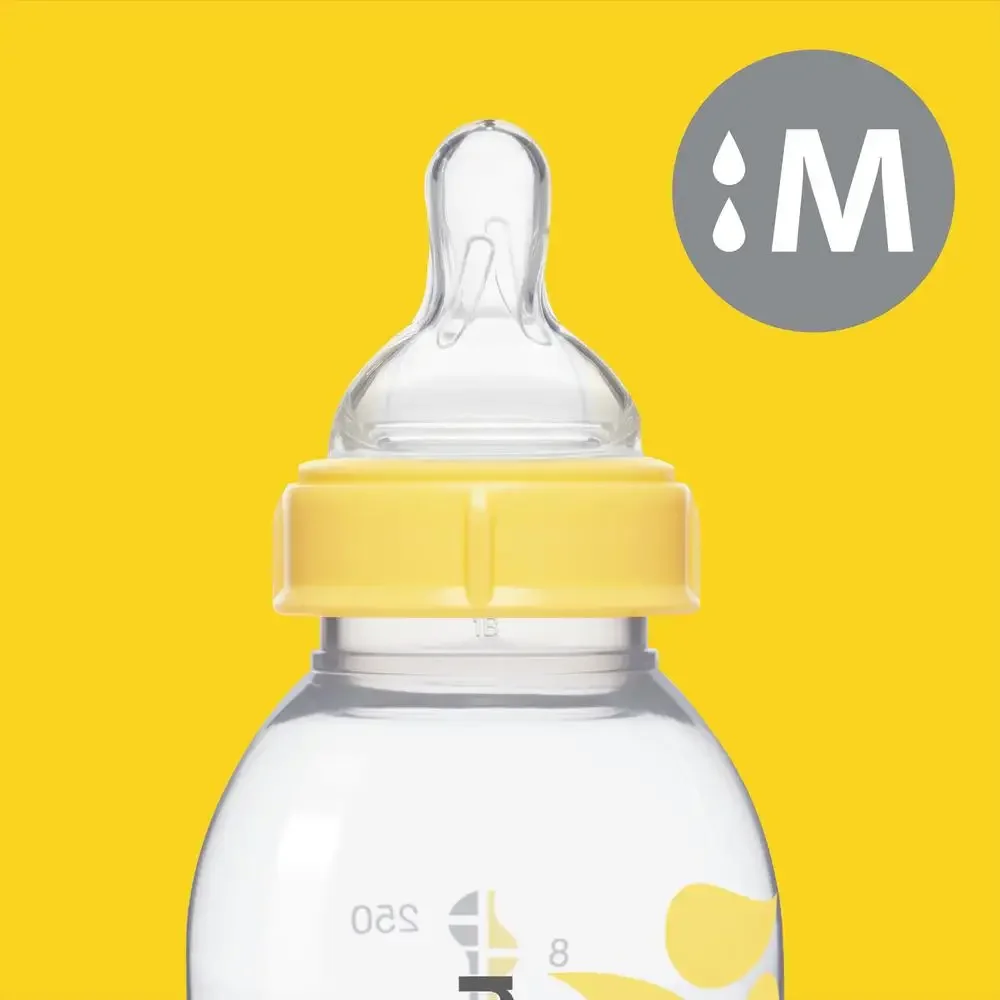 3 Pack Medium Flow Feeding Bottles 8oz BPA-Free Leak-Proof Storage Shatterproof Dishwasher Safe Silicone Nipple 250mL Capacity