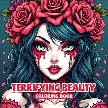 TERRIFYING BEAUTY Libro da colorare per adulti con modelli Bold-easy Disegno a mano Intrattenimento Tempo libero Libri di pittura fai-da-te