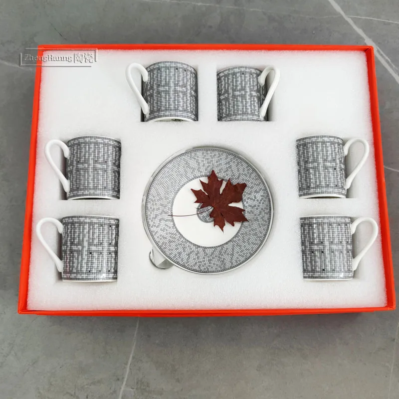 Espresso Coffee Cups Set 6 Pieces Ceramic Coffee Mug Drinking Cup with